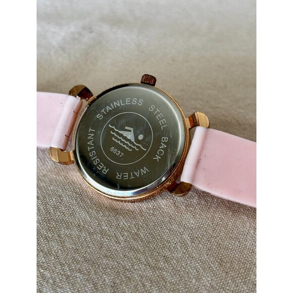 Geneva quartz pink and gold women's watch, new battery - Picture 4 of 5